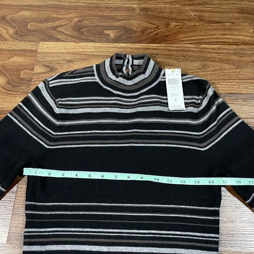 BCBG MAXAZRIA Sweater Dress Black Striped Mock Neck Long Sleeve Women's Size S - Picture 2 of 8